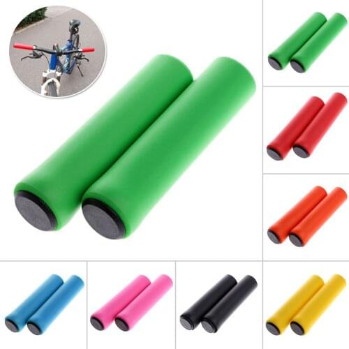 1Pair Bike Cycling Handle Silicone Grips Handlebar Bicycle Anti-slip Sponge Foam Comfortable Handlebar Anti-skid Shock-absorbing