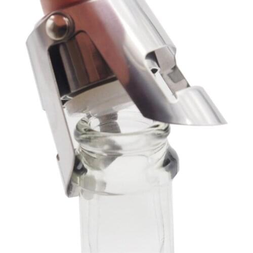 1 Pcs Silver 304 Stainless Steel Silicone Champagne Portable Cork Holding Machine Bar Cork Of Wine Sparkling Wine Champagne Cap