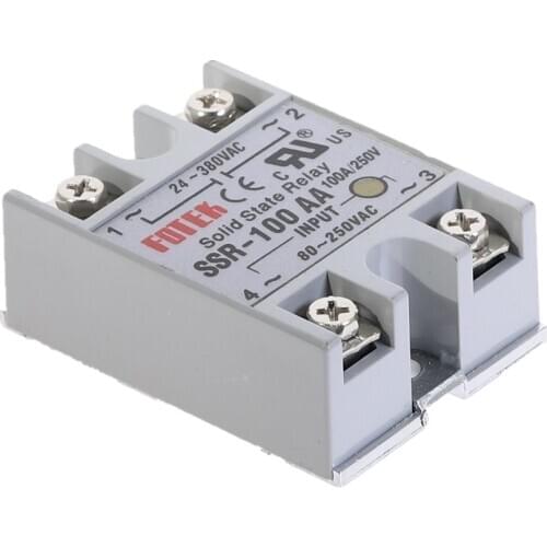 1pcs SSR-100AA 100A Solid State Relay Module 80-250V AC Input 24-380VAC