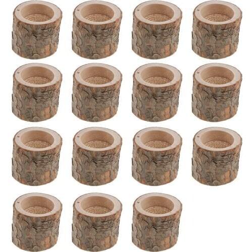 15-piece Wooden Tree Stump Tea Light Holder Candlestick for Home Wedding Decoration 5cm