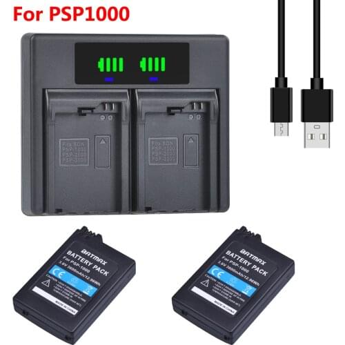 2Pcs 3600mAh PSP1000 Battery + Fast LED Charger + for PSP1000 PSP 1000 PSP-110 Console Gamepad