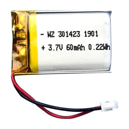 3.7V polymer lithium battery 301423-60mah pedometer Bluetooth headset smart wearable rechargeable battery