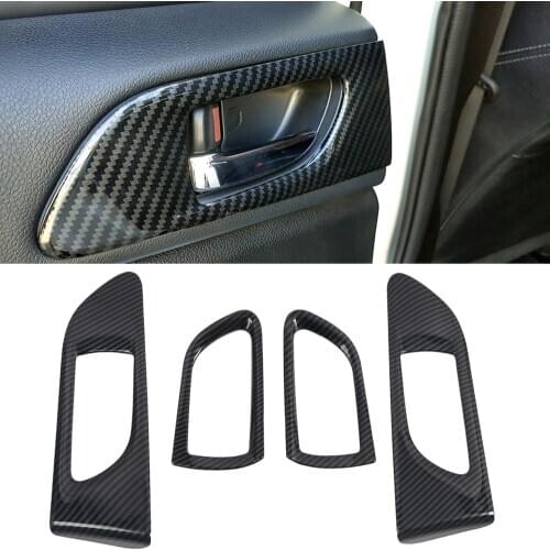 Car Styling 4PCS ABS Carbon Fiber Interior Door Handle Bowls Cover Trim for Subaru WRX STi 2015-2019 Accessories