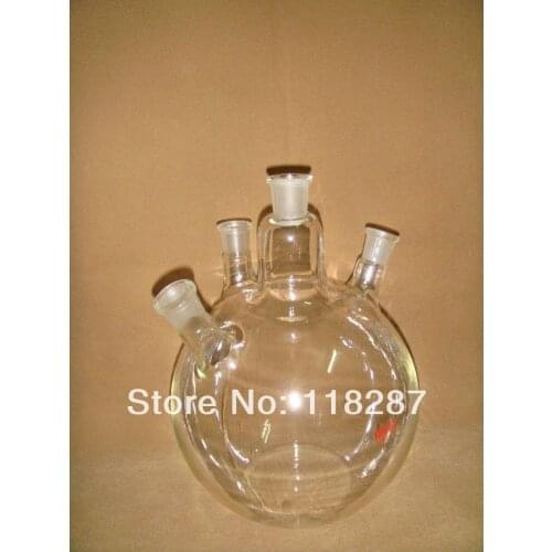 5000ml,24/29,4-neck,Flat Bottom,Glass Flask,5L,Four Necks,Heavey Wall,lab glassware flask