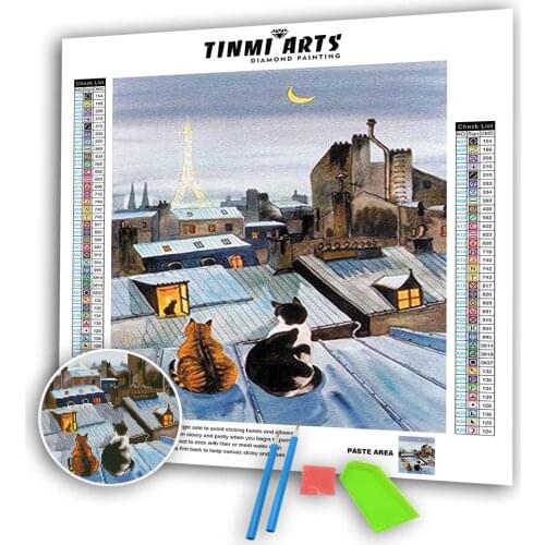 5D DIY Diamond Paintings Full Round Drill Cat and Moon Mosaic Landscape Vevet Canvas Kit Embroidery Wall Sticker Decoration Home