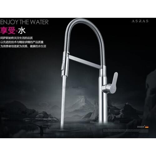 Asras-3054 304 stainless stell kitchen tap hot/cold mixer pull out faucet sprayer switch