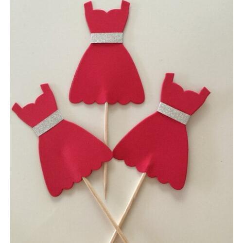 Glitter bride dress Cupcake Toppers Engagement Party Bachelorette birthday Wedding Bridal Shower Night food picks