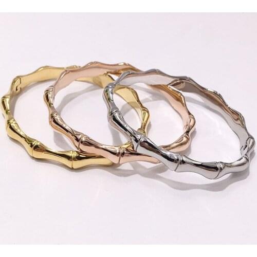 Rose Gold Plated Stainless Steel Bangle Lrregular Bamboo Slub Bangle&Bracelets For Men Women Top Quality Jewelry