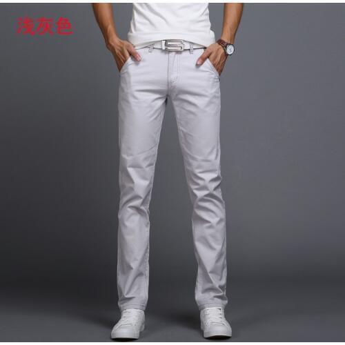 Men Solid Pants Business New Casual Men Pants Cotton Slim Pant Straight Trousers Fashion