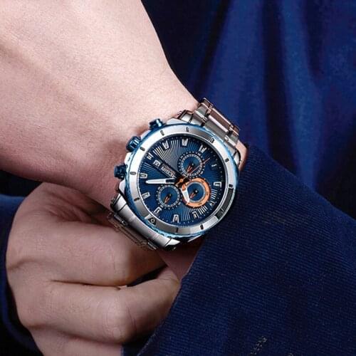 Relogio Masculino Megir Watch Men 2019 Top Brand Luxury Blue Dial Mens Wrist Watches Waterproof Watch For Men Wristwatch 2019