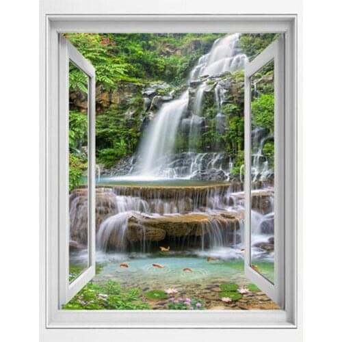 DIY Diamond Painting Waterfall Forest Sunlight Window Diamond Embroidery Full Square 5D Cross Stitch Kit Rhinestones Decor E1514