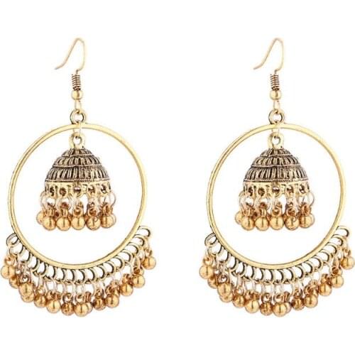 Ethnic Indian Jhumka Jhumki Jewelry Bells Tassel Dangling Drop Earrings Women U2JF