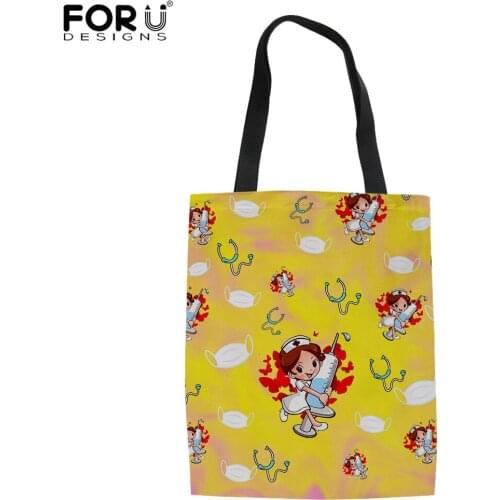 FORUDESIGNS Nursing Pattern Women Shoulder Fashion Bag Girls School High Quality Bag Travel Linen Tote Bag Female Shopping Bag