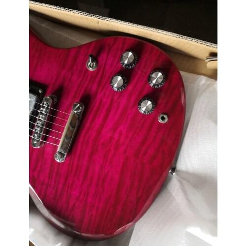 Custom 6 string guitar, quilted maple veneer mahogany body,HH pickups,pearl shell inlay,chrome button,neck set in body