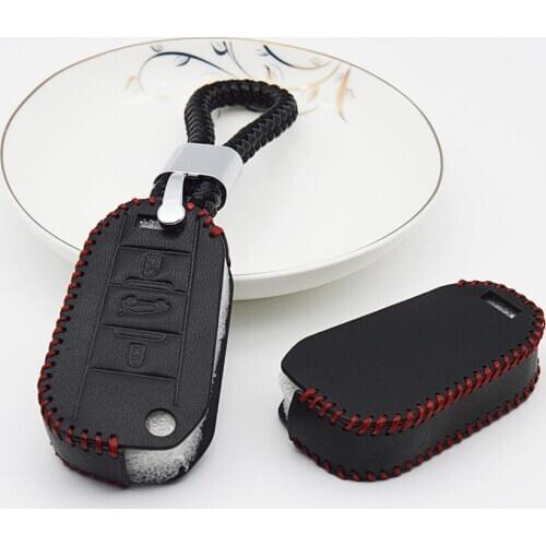 Leather Car Key Cover with Key Holder For Citroen C4 C5 C6 C8 Triumph Sega New Elysee Grand Xsara Picasso C-Quartre XR Berlingo