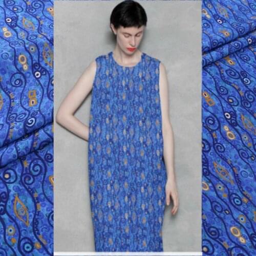 Summer Digital Printed Silk Crepe De Chine Fabric Draped Silky Fashion Top Dresses Sewing Material by the Meter Home Textile