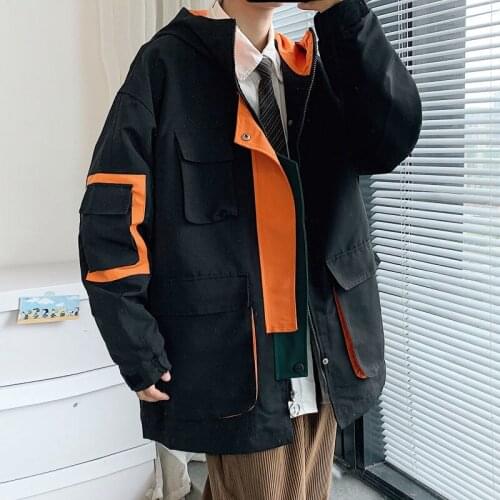 2021 Autumn New Male Outerwear Mens Plus Size Safari Style Jackets Hip Hop Patchwork Men Casual Korean Loose Coats