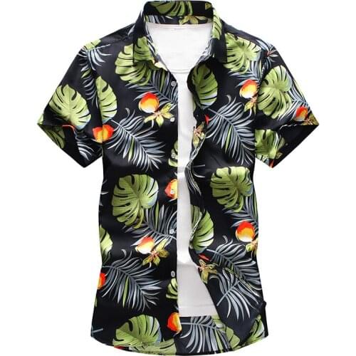 Male Casual Shirt Camisa Masculina Plus Size 7Xl Summer Men Fashion Hawaiian Vacation Party Printed Short Sleeve Shirts