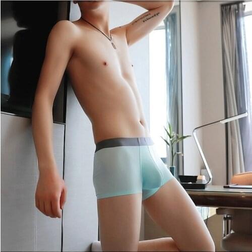 Mens Underwear Ultra-Thin Translucent Sexy Breathable Home Panties Leak-Proof Buttock Lifting College Student Boxers