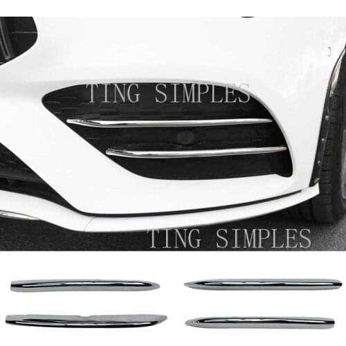 Front Fog Lamps Cover Grille Slats Sticker Decoration Strips for Mercedes -Benz C Class CLA C118 CLA200 260 2020+ Chrome