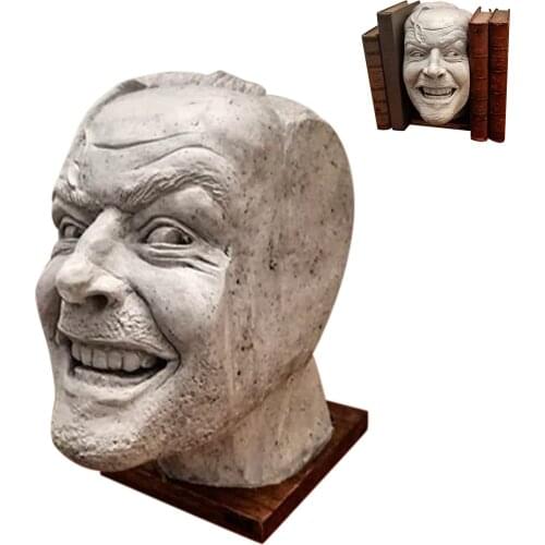 Human Head Resin Desktop Ornament Book Shelf Sculpture Of The Shining Bookend Library Heres Johnny Sculpture polite