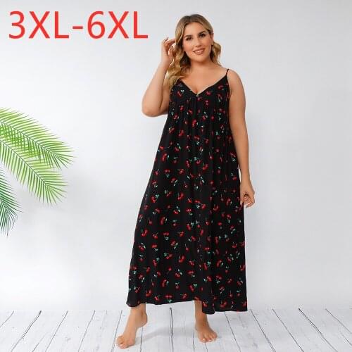 New Ladies Summer Plus Size Pajamas Dress For Women Large Sleeveless Large Loose Floral Print Camisole Dress 3XL 4XL 5XL 6XL