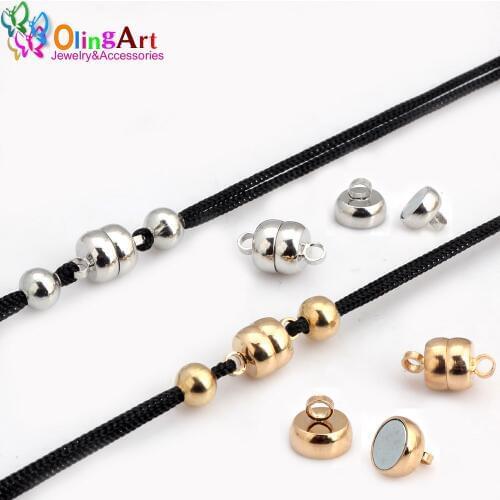 OlingArt 6mm 6set/lot Magnetic Clasps Flat Round Silver color/KC Gold Hot Sale combination DIY Bracelet necklace making