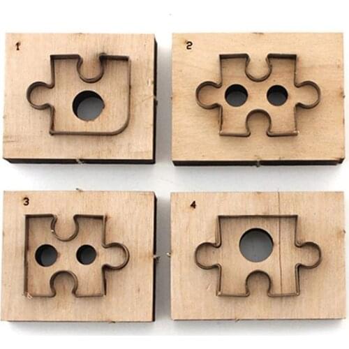 4Pcs Puzzle Wooden Die Cutting Leather Mold Jigsaw Puzzle Cutting Mold For Scrapbook Embossing Jewelry Leather Cutter DIY Crafts