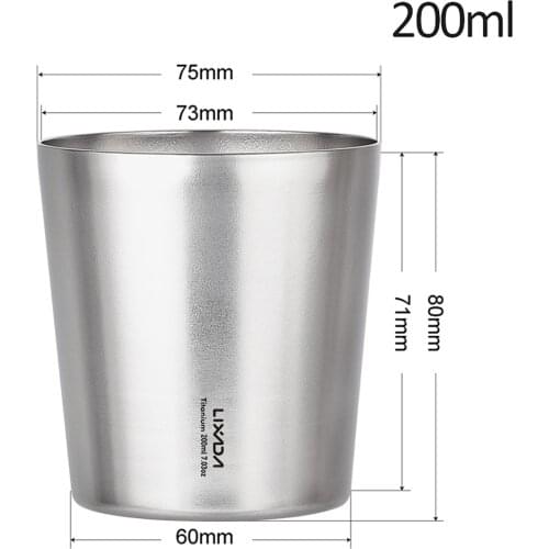 Lixada 200ml Double Wall Titanium Beer Cup Water Cup Mug Tea Cup for Home Outdoor Camping Hiking Backpacking Traveling