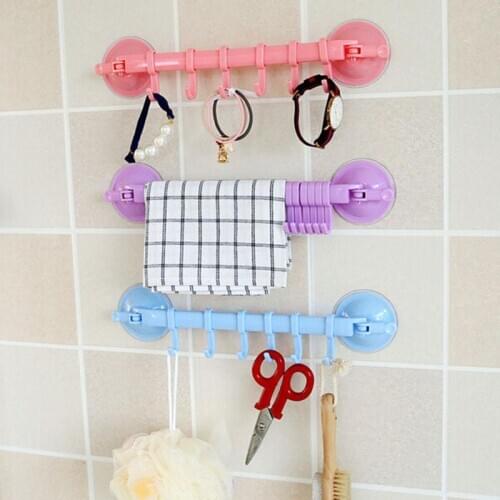 Plastic Suction Cup Kitchen Hanger Organizer Bath Towel Clothes Bathroom Hook Cooking Tool Vacuum Storage Rack Free Nail