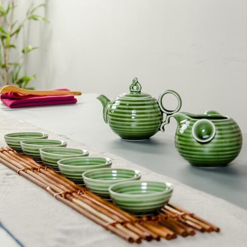 Drinkware China porcelain tea sets Lohan kung fu Chinese Celadon Ware teaset 1 teapot & 6teacup & 1 Fair Cup B010