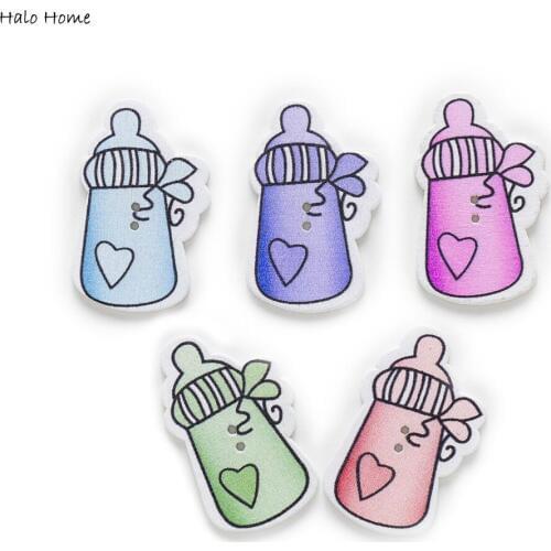 30pcs 2 Hole Bottle Wood Buttons Clothing Decor Home Sewing Scrapbooking Card Making DIY 37x23mm