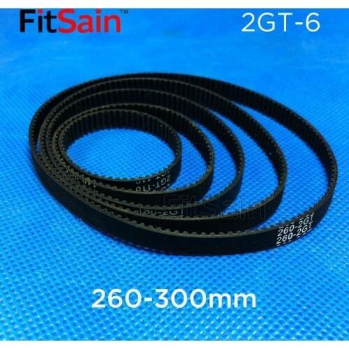 FitSain--2GT 260-300mm rubber belt Width 6mm Timing Belt GT2 Conveyor Belt Drive Belt Ring with Rubber Belt