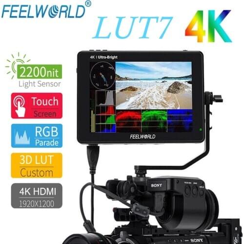 FEELWORLD LUT7 7 Inch 2200nits 3D LUT 4K HDMI Full HD IPS Touch Screen 1920x1200 DSLR Camera Field Monitor With Waveform