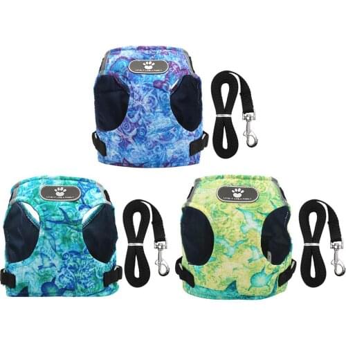 Dog Harness Vest Collar With Leash Set Pet Walking Harness Adjustable Cat Led Reflective For Puppy S/M/L Dog Supplier