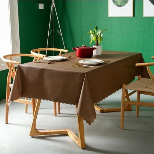 PVC Tablecloth Coffee Color Soild Home Decor Birthday Party Table Cover Rectangle Desk Cloth Wipe Covers Waterproof Table Cloth
