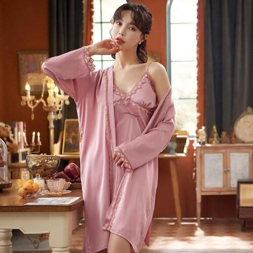 Wedding 2 Pieces Robe Set Women Rayon Sexy Bride Bridesmaid Sleepwear Kimono Bathrobe Gown Satin Intimate Lingerie Nightwear