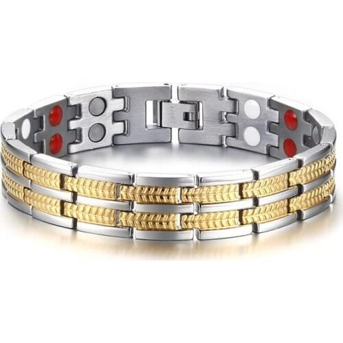 Titanium steel double-row magnet bracelet mens bracelet jewelry wholesale B00742