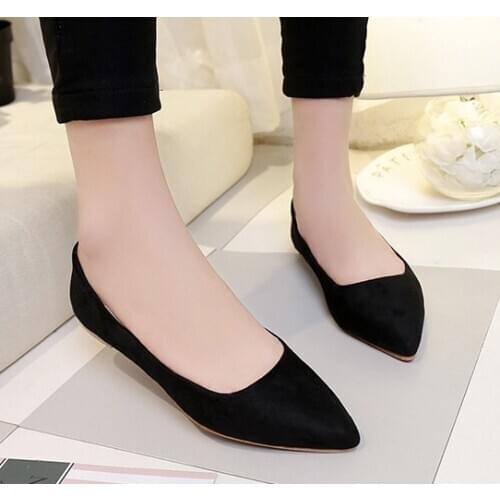 2019New style Women Suede Flats Fashion High Quality Basic Candy Color Pointy Toe Ballerina Ballet Flat Slip On Shoes EUR35-40