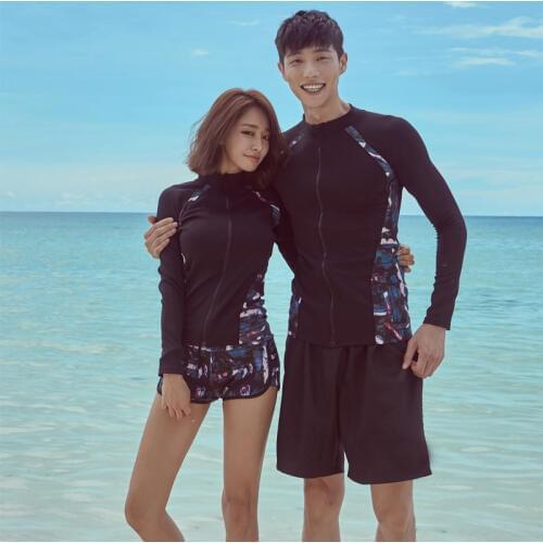 Swimwear Women Long Sleeve Swimsuit Girl Rash Guard Swimming Short Pants Surf New Couple Movement Men Suits Animal Spandex