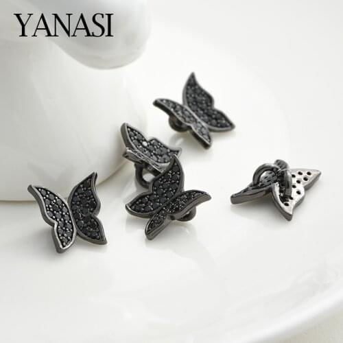 10mm Black Cubic Zirconia Butterfly Charms Pendants Beads for DIY Handmade Jewelry Bracelet Necklace Making