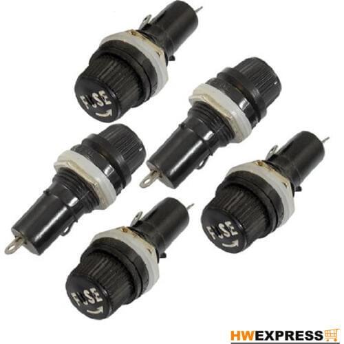 10 PCS Black AC 15A 125V Screw Cap Panel Mounted 20mm Fuse Holder