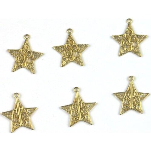 10Pieces Art hollow single pendant brass five-pointed star earring pendant jewelry, used to make DIY earrings and necklaces