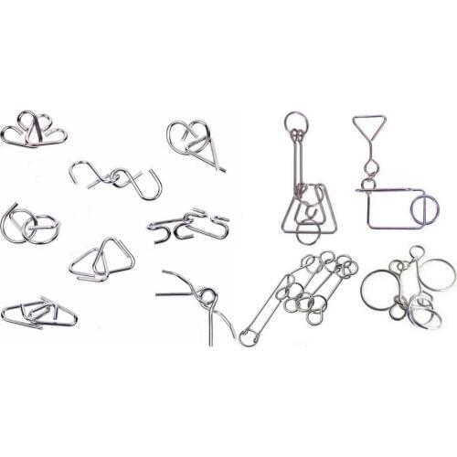 12PCS per Set Classic Metal Wire Puzzle IQ Magic Mind Brain Teaser Game for Adults Children