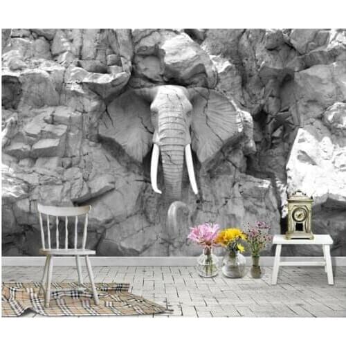 Custom photo 3d wallpaper Modern abstract stone elephant living room home decor 3d wall murals wallpaper for walls 3 d