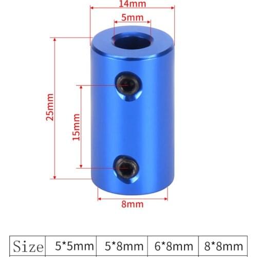 5/2/1Pcs Blue Rigid Shaft Coupling Coupler Motor Connector Sleeve Bore 5/6/8mm Rigid Clamping Coupler Screw For Stepper Motor