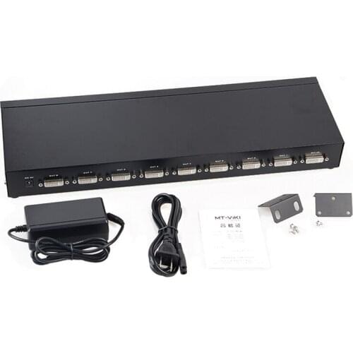 8 Port DVI Splitter video splitter 1 in 8 out HD 1080P for DVD HDTV 1920x1080 165MHz Din Rail Mounting