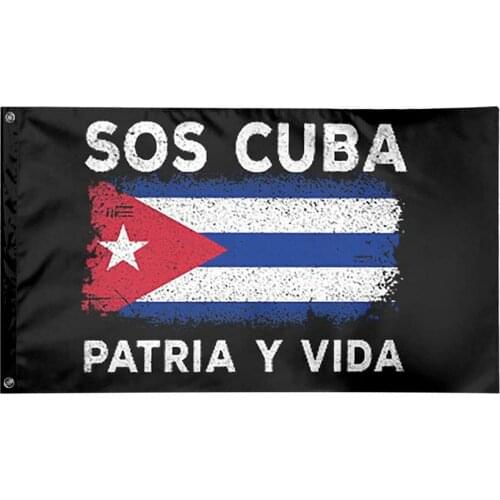 90x150cm Sos Cuba Flag Banner Fade Resistant Cuban Pride Garden Flag With 2 Brass Grommets Garden Decoration Procession Flag