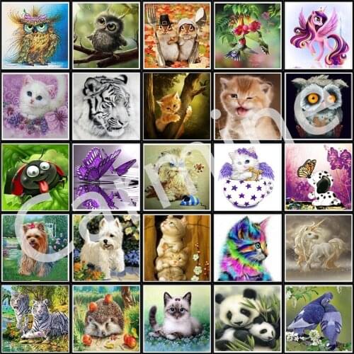 5D DIY Diamond Painting Cute Animal Cross Stitch Embroidery Mosaic Picture Full Round&Square Drill Home Decoration New Year Gift