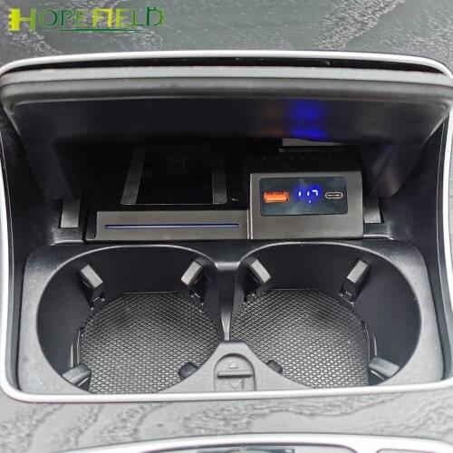 Car wireless charger for Mercedes Benz GLC C180 C200 C260 C Class W205 for AMG C43 C63 charging board for xiaomi 10 charge pad